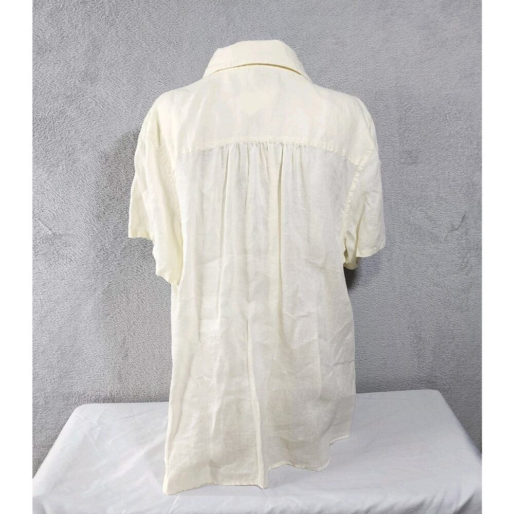 J.Jill Linen Blouse Top Button Front Shirt Pale Yellow Womens Size XL - Picture 3 of 9